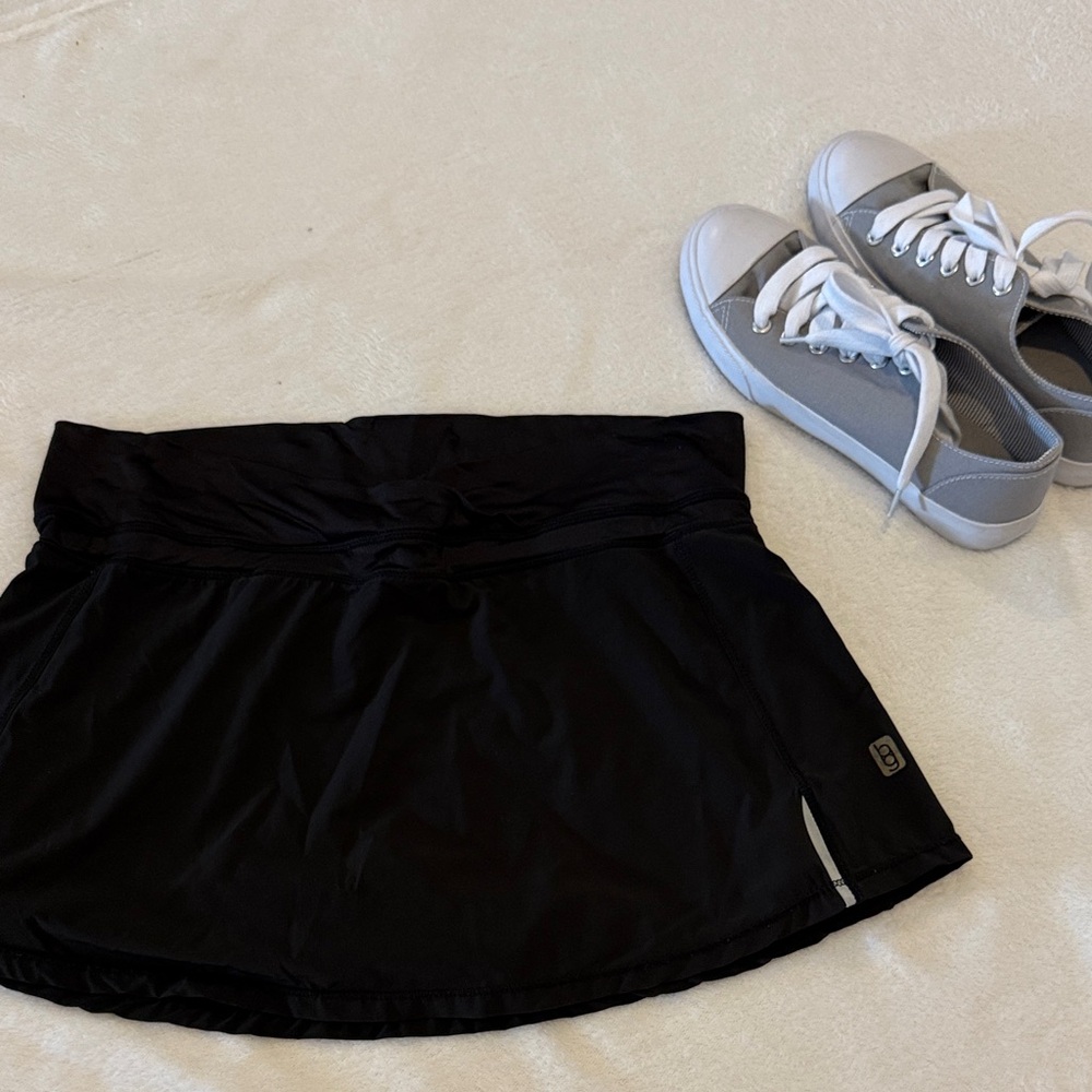 Black Athletic Skirt and Gray Sneakers